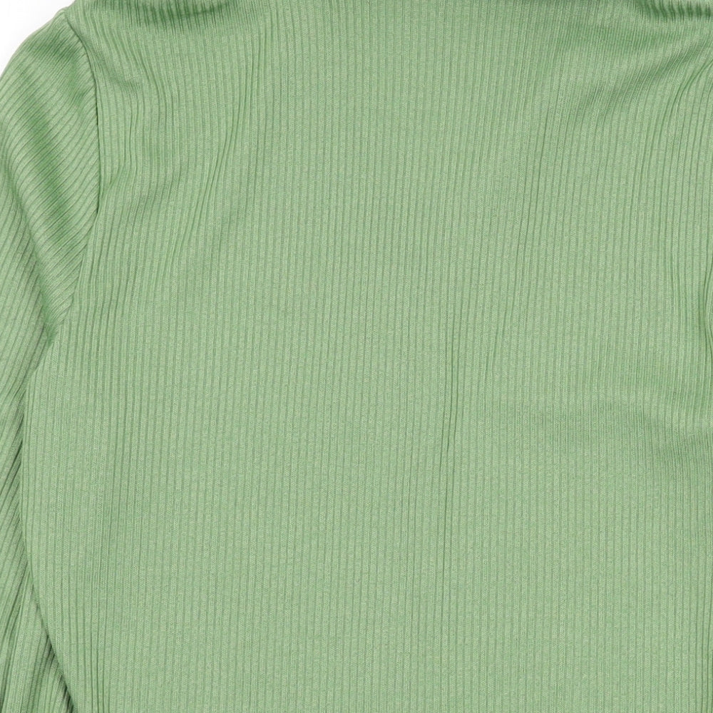 Marks and Spencer Womens Green Polyester Basic Blouse Size 12 V-Neck
