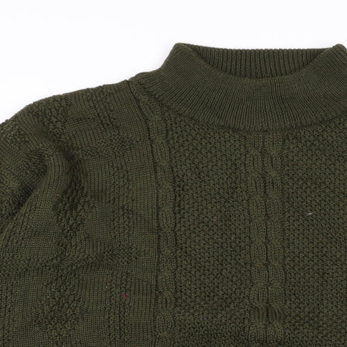 Apoy Mens Green Mock Neck Acrylic Pullover Jumper Size M Long Sleeve