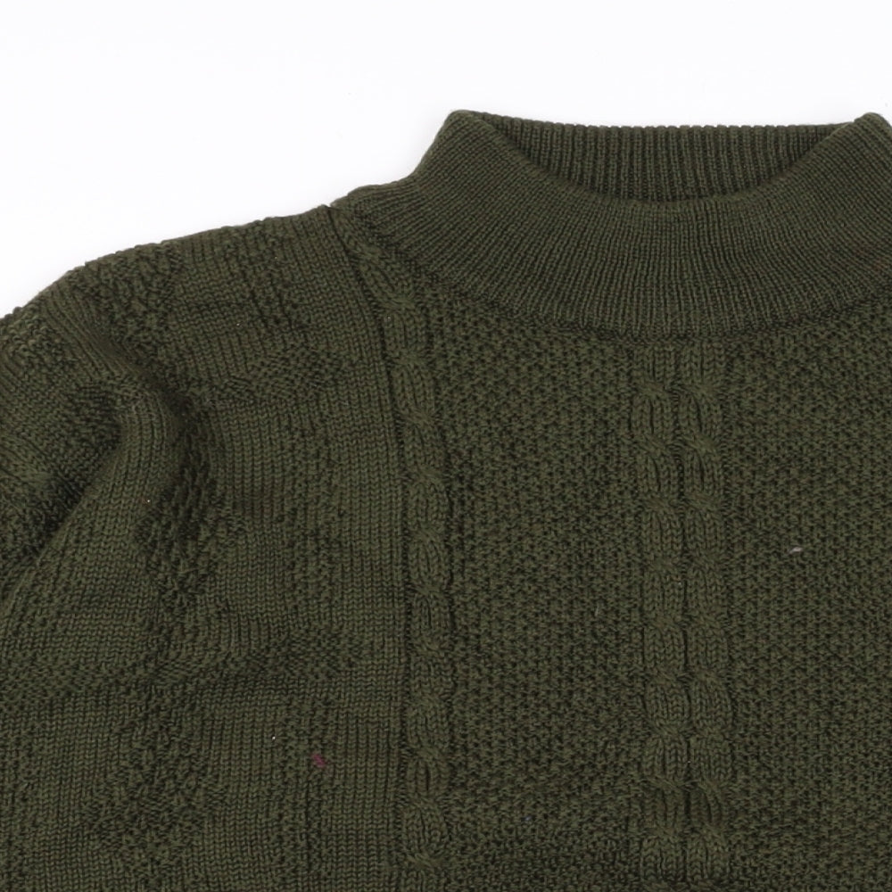 Apoy Mens Green Mock Neck Acrylic Pullover Jumper Size M Long Sleeve