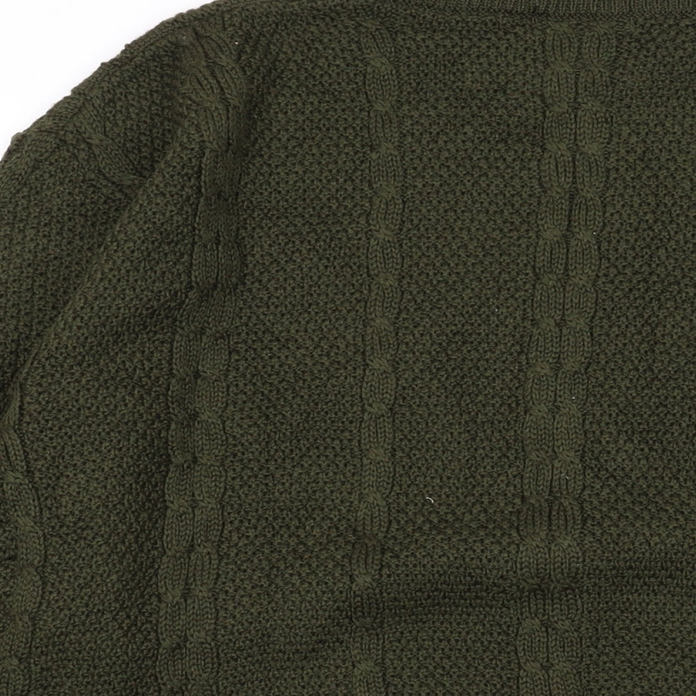 Apoy Mens Green Mock Neck Acrylic Pullover Jumper Size M Long Sleeve
