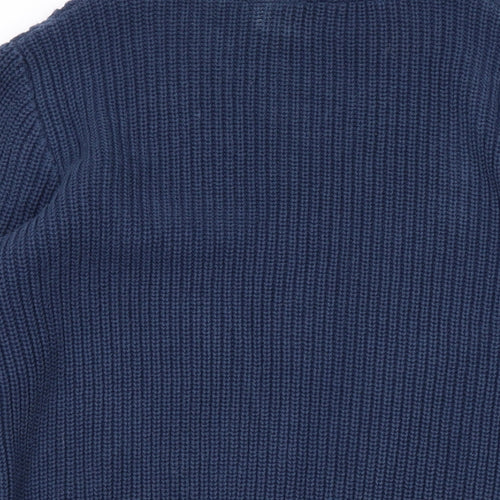 Crosshatch Mens Blue Round Neck Cotton Pullover Jumper Size M Long Sleeve