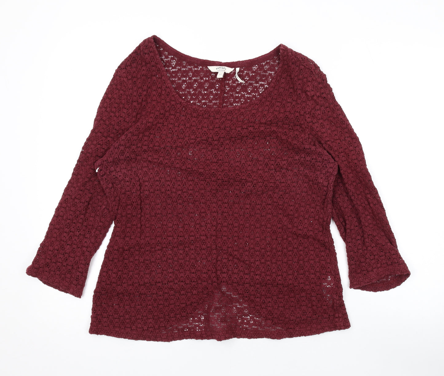 Fat Face Womens Red Round Neck Cotton Pullover Jumper Size 12