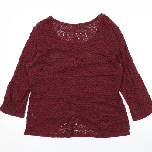 Fat Face Womens Red Round Neck Cotton Pullover Jumper Size 12