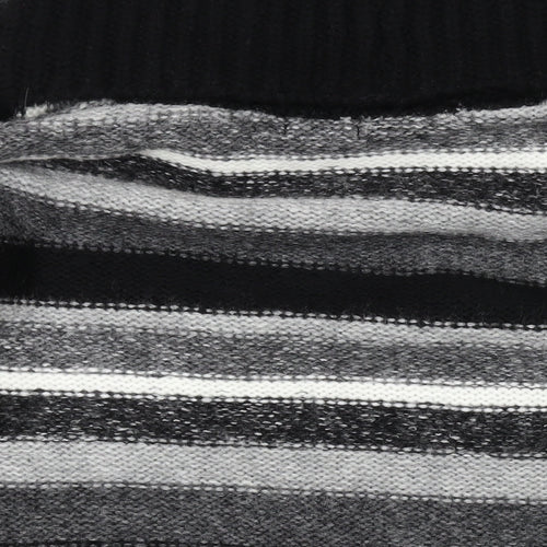 M&Co Womens Black Roll Neck Striped Acrylic Pullover Jumper Size 2