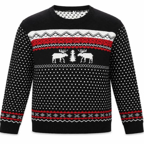 Oyisis Mens Black Round Neck Polka Dot Acrylic Pullover Jumper Size S Long Sleeve - Christmas