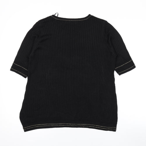 Per Una Womens Black Scoop Neck Viscose Pullover Jumper Size 16
