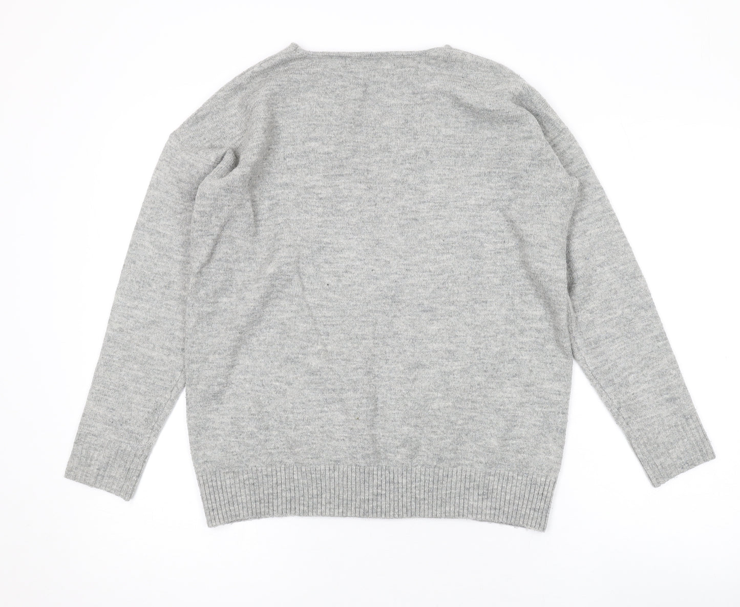 Very Womens Grey V-Neck Acrylic Pullover Jumper Size 10