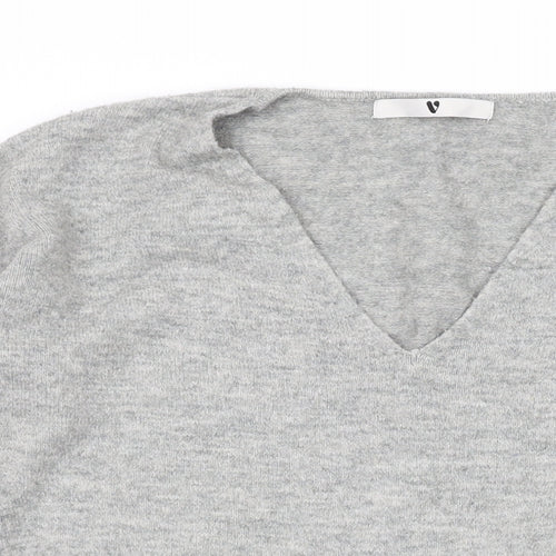 Very Womens Grey V-Neck Acrylic Pullover Jumper Size 10