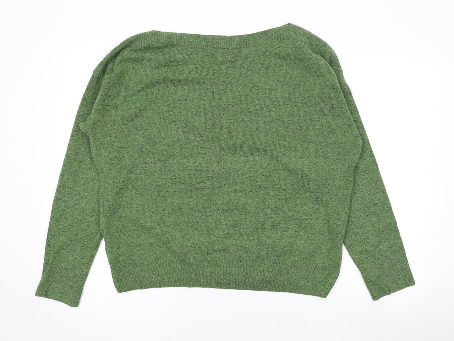 ICHI Womens Green Boat Neck Polyester Pullover Jumper Size L