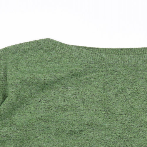 ICHI Womens Green Boat Neck Polyester Pullover Jumper Size L