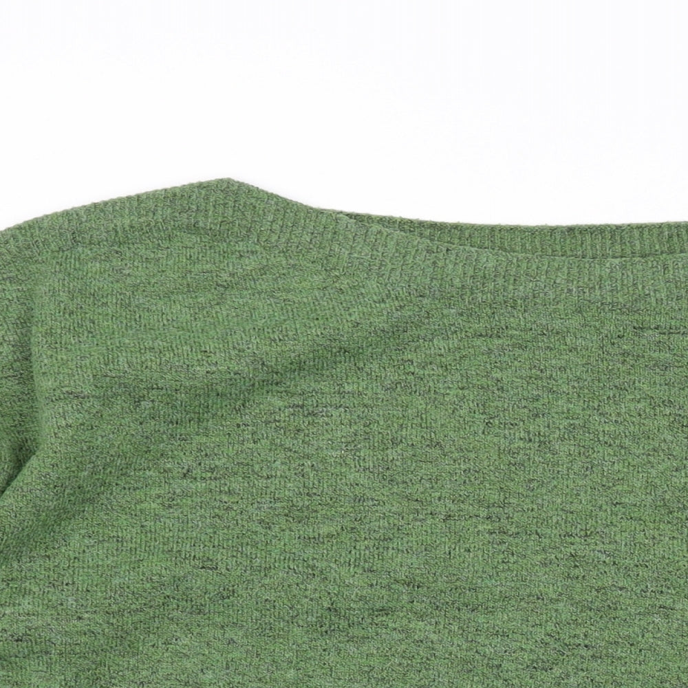 ICHI Womens Green Boat Neck Polyester Pullover Jumper Size L