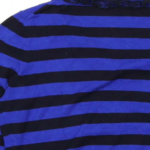 Country Casuals Womens Blue Scoop Neck Striped Viscose Pullover Jumper Size L