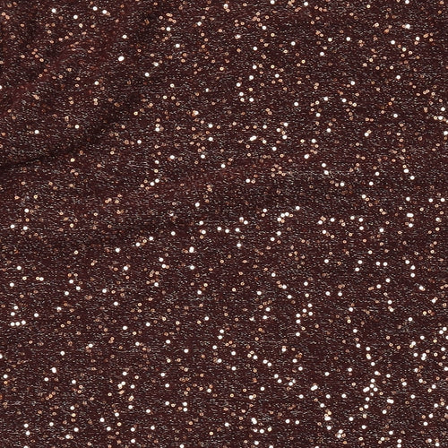 Oasis Womens Brown Acrylic A-Line Size XS Boat Neck Pullover - Sequins