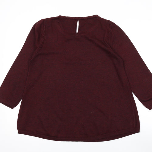 Monsoon Womens Red Round Neck Polyester Pullover Jumper Size 12