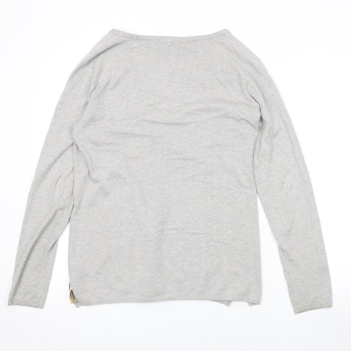 Massimo Dutti Mens Grey V-Neck Cotton Cardigan Jumper Size M Long Sleeve