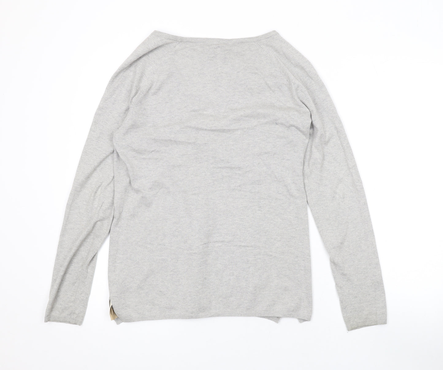Massimo Dutti Mens Grey V-Neck Cotton Cardigan Jumper Size M Long Sleeve