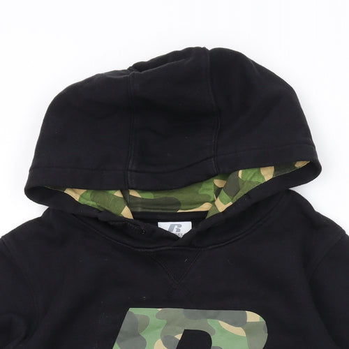 Russell Athletic Boys Black Cotton Pullover Hoodie Size 9-10 Years Pullover