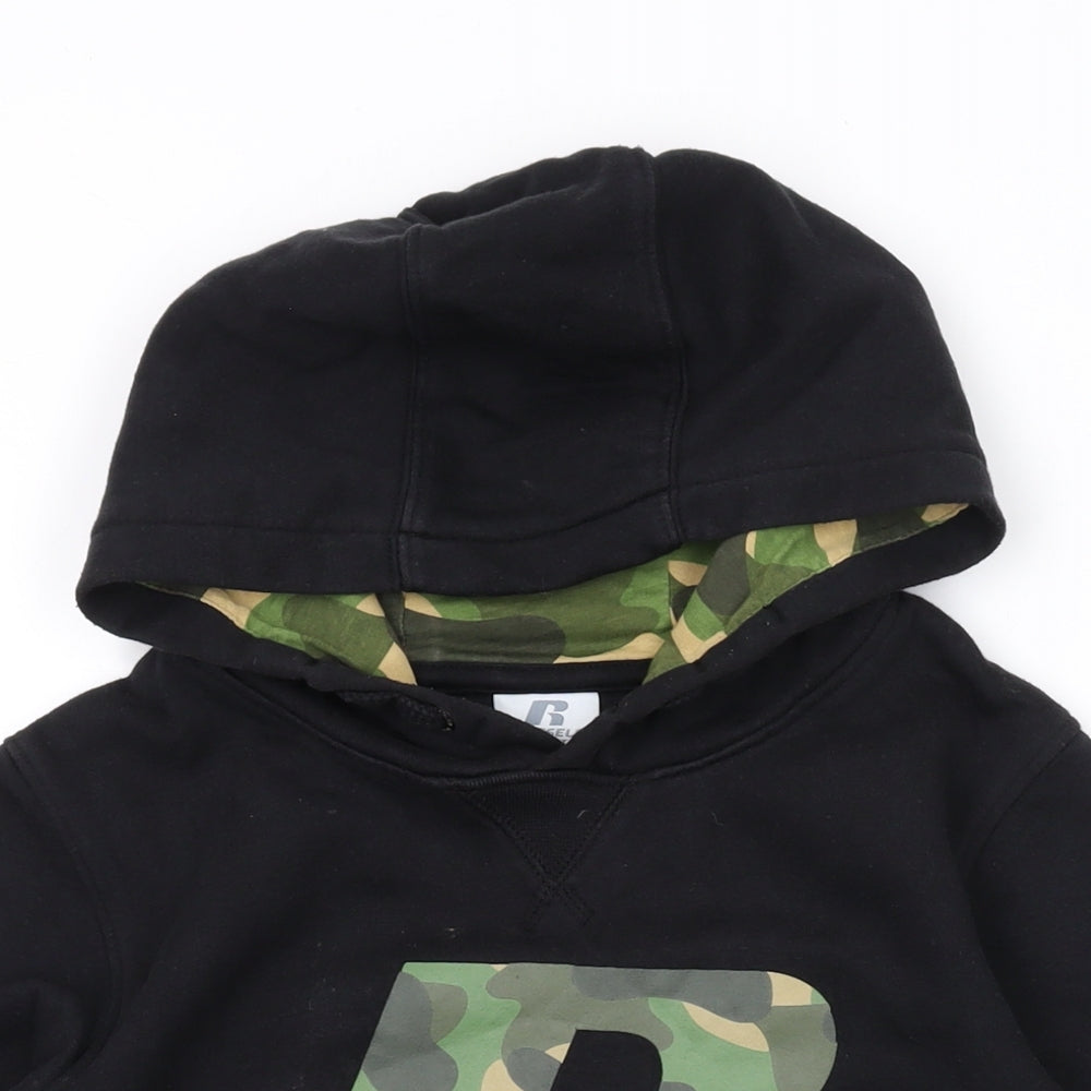 Russell Athletic Boys Black Cotton Pullover Hoodie Size 9-10 Years Pullover
