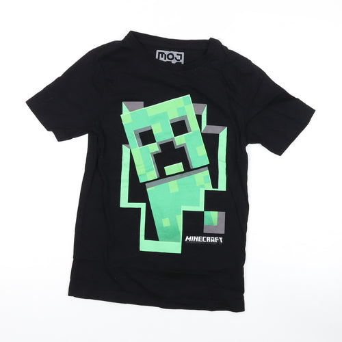 Mojang Boys Black Cotton Basic T-Shirt Size 11-12 Years Round Neck Pullover - Minecraft