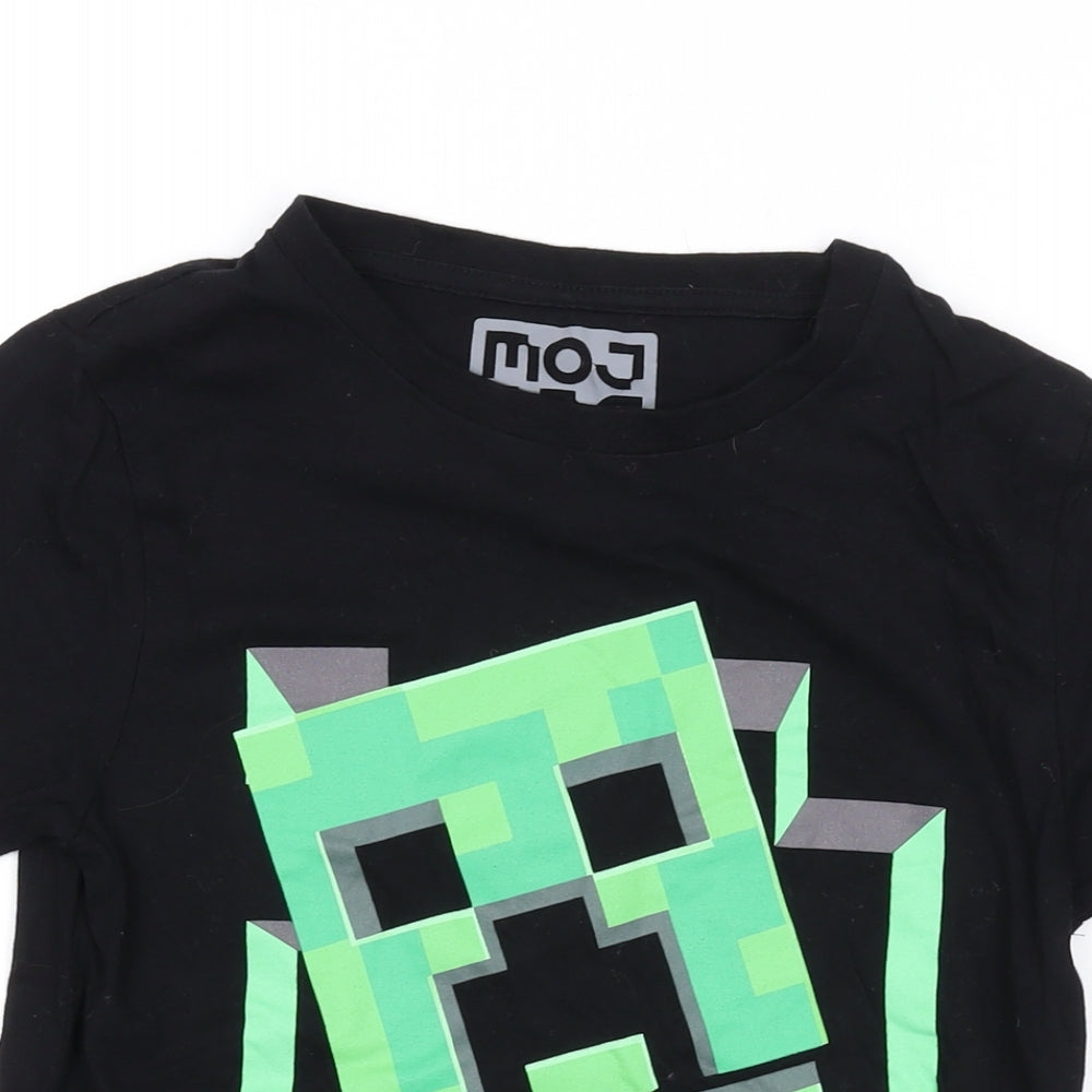 Mojang Boys Black Cotton Basic T-Shirt Size 11-12 Years Round Neck Pullover - Minecraft