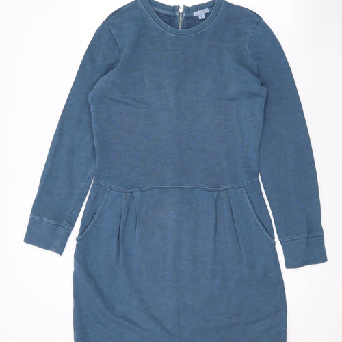 Gap Womens Blue Cotton Pencil Dress Size M Round Neck Zip