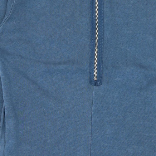 Gap Womens Blue Cotton Pencil Dress Size M Round Neck Zip
