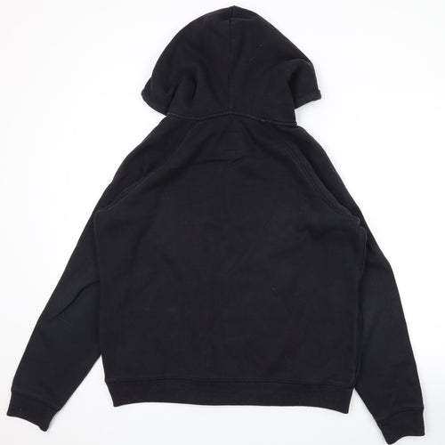 Jack Wills Womens Black Cotton Full Zip Hoodie Size 14 Zip