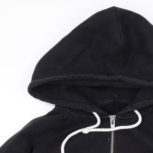 Jack Wills Womens Black Cotton Full Zip Hoodie Size 14 Zip