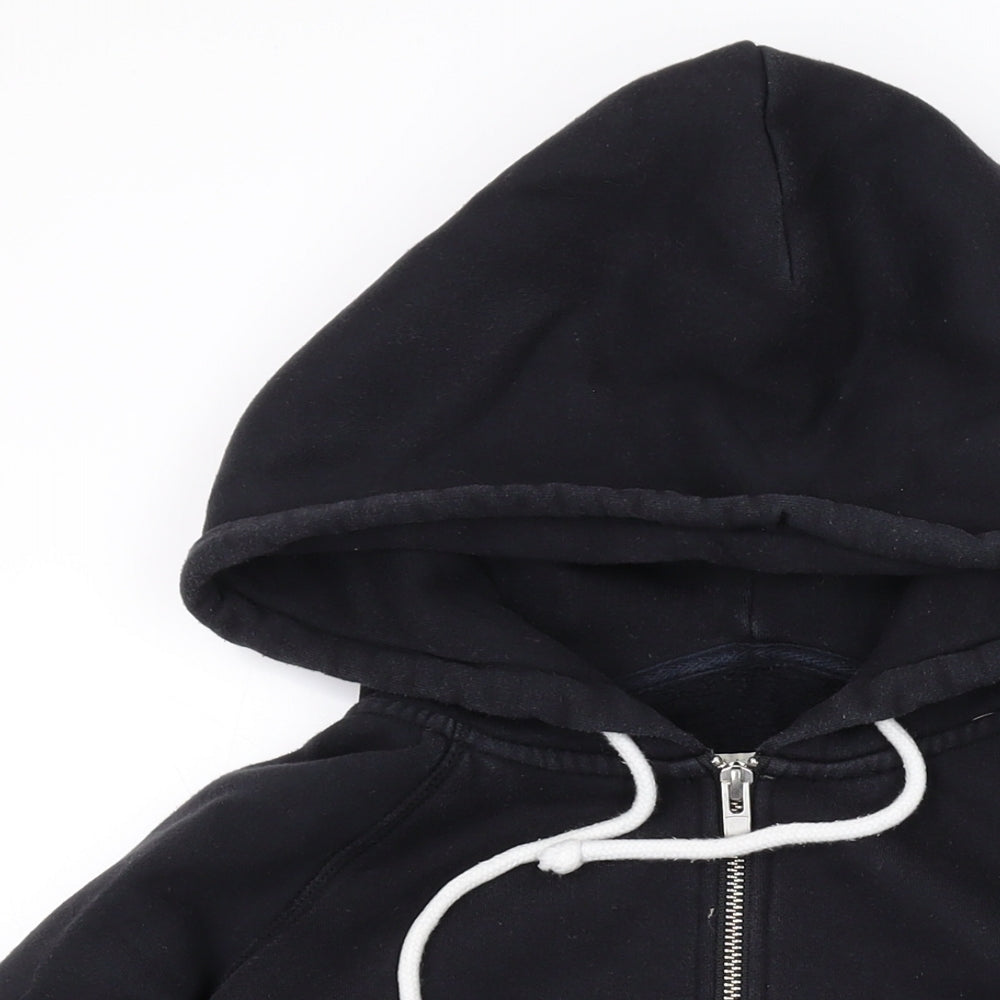 Jack Wills Womens Black Cotton Full Zip Hoodie Size 14 Zip