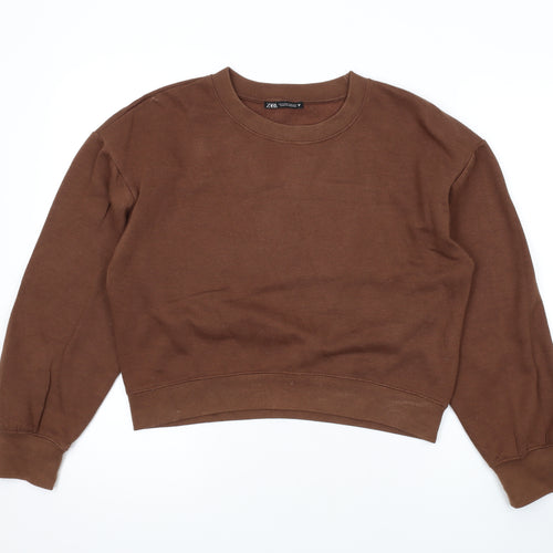Zara Womens Brown Polyester Pullover Sweatshirt Size S Pullover