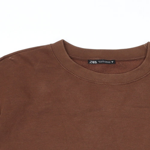 Zara Womens Brown Polyester Pullover Sweatshirt Size S Pullover