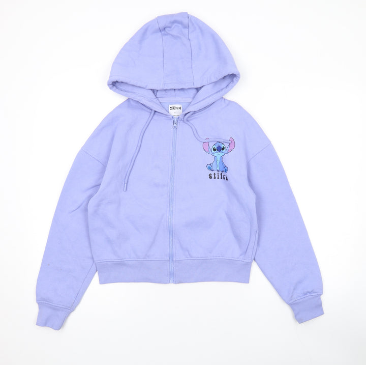 Disney Womens Purple Polyester Full Zip Hoodie Size XS Zip - Stitch