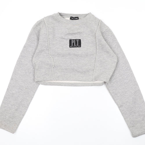 PRETTYLITTLETHING Womens Grey Polyester Pullover Sweatshirt Size XL Pullover