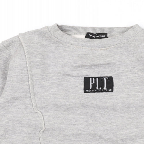 PRETTYLITTLETHING Womens Grey Polyester Pullover Sweatshirt Size XL Pullover