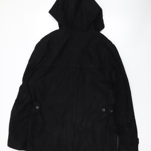 Topman Mens Black Overcoat Coat Size M Snap