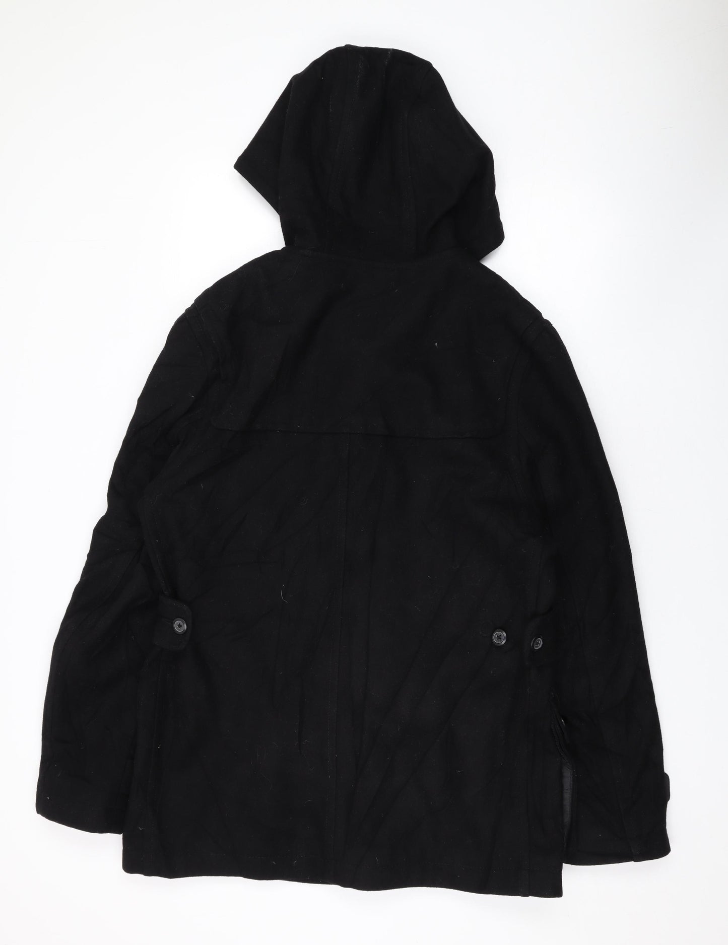 Topman Mens Black Overcoat Coat Size M Snap