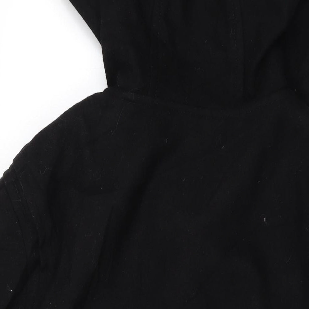 Topman Mens Black Overcoat Coat Size M Snap