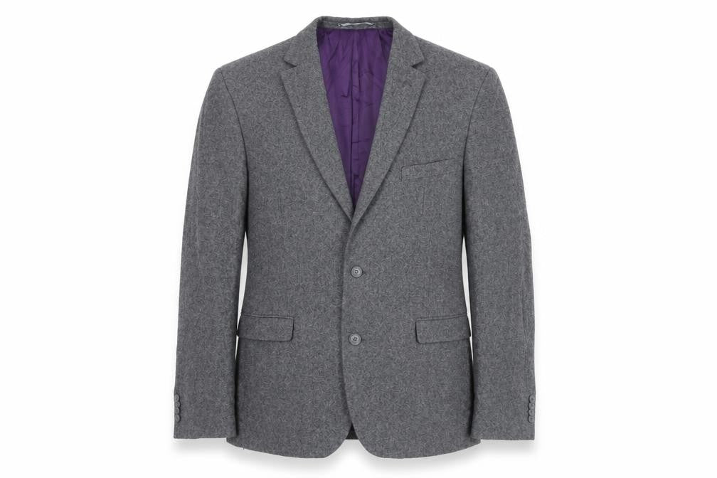 Front view of Paul Costelloe men’s grey wool jacket suit jacket, size 42, regular
