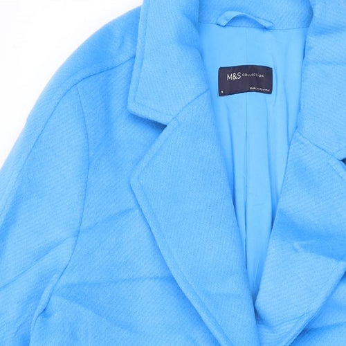 Marks and Spencer Womens Blue Overcoat Coat Size 10 Button