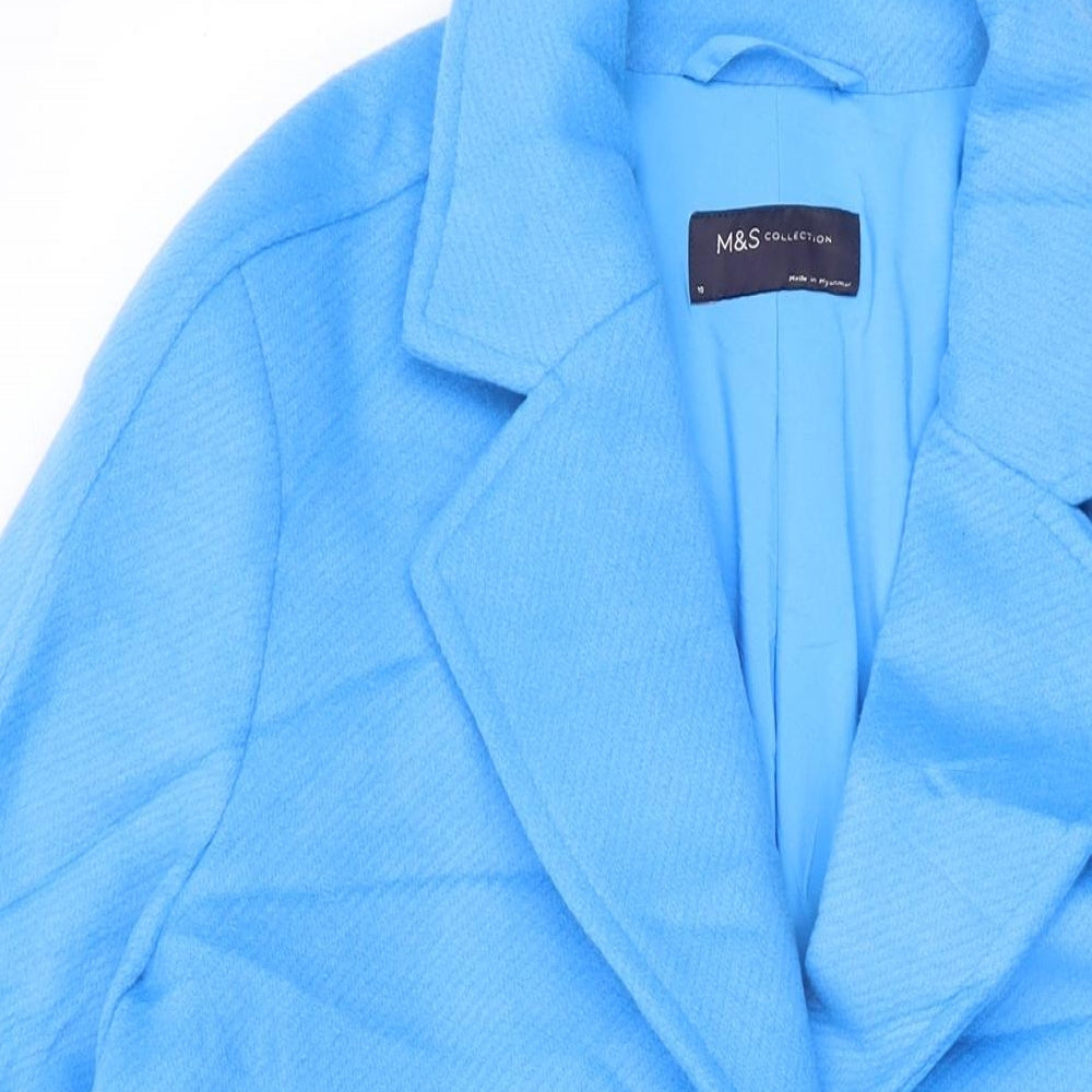 Marks and Spencer Womens Blue Overcoat Coat Size 10 Button