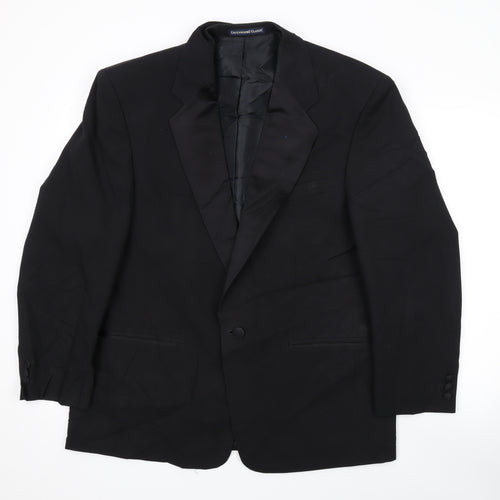 Greenwoods Classic Mens Black Polyester Jacket Suit Jacket Size 42 Regular