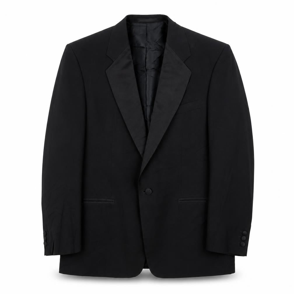 Front view of Greenwoods Classic men’s black polyester jacket suit jacket, size 42, regular