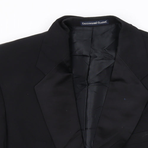 Greenwoods Classic Mens Black Polyester Jacket Suit Jacket Size 42 Regular