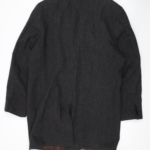 Ventuno Mens Grey Herringbone Overcoat Coat Size 44 Button