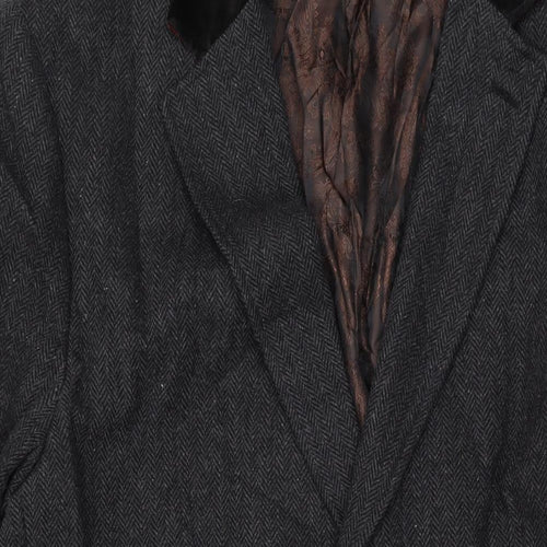 Ventuno Mens Grey Herringbone Overcoat Coat Size 44 Button