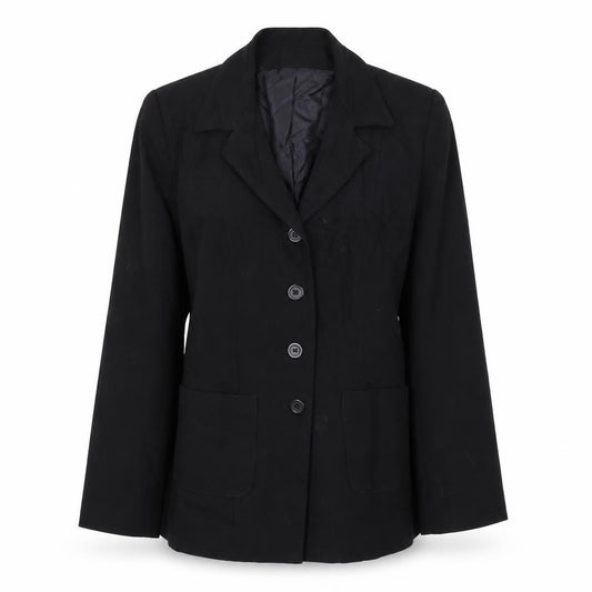 Front view of Anne Brooks women’s black jacket blazer, size UK 6, button