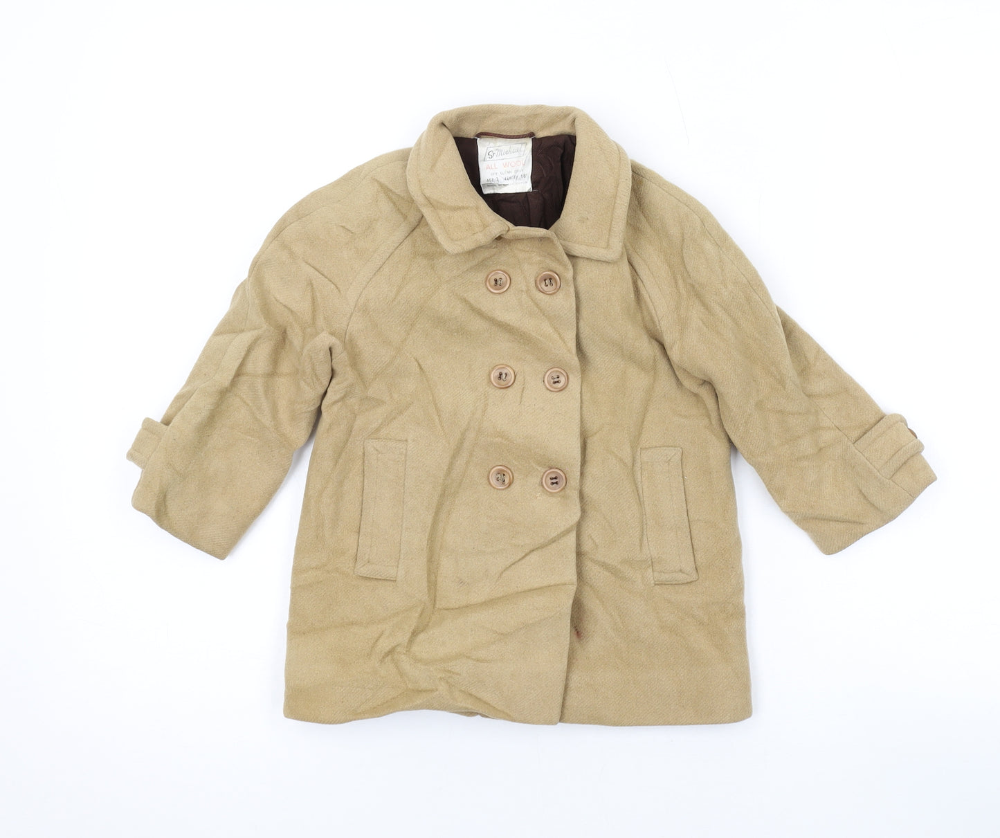 Marks and Spencer Boys Beige Overcoat Coat Size 2 Years Buckle