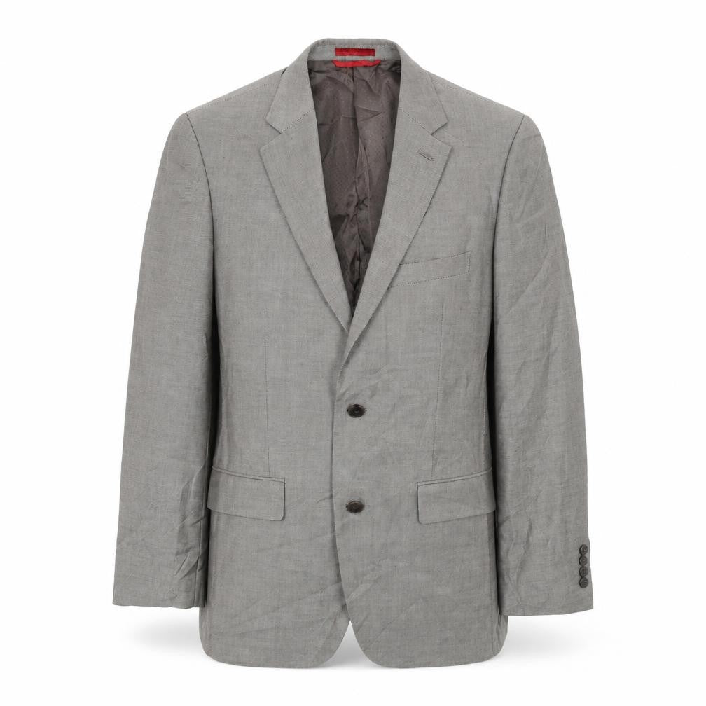 Front view of Afant men’s grey polyester jacket suit jacket, size 38, regular
