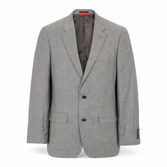 Front view of Afant men’s grey polyester jacket suit jacket, size 38, regular