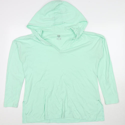 Isaac Mizrahi Womens Blue Cotton Pullover Hoodie Size XL Pullover